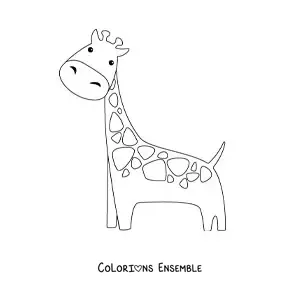 Coloriage facile d'une girafe kawaii