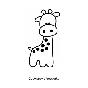 Coloriage d'une girafe toute mignonne