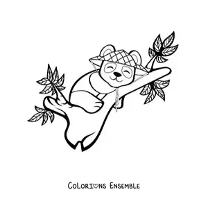 Coloriage d'un panda kawaii qui dort