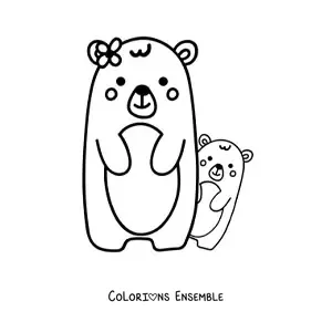 Coloriage d'une maman ours et de son bébé