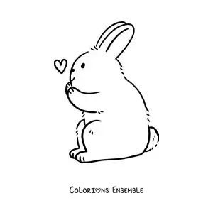 Coloriage d'un lapin avec un cœur