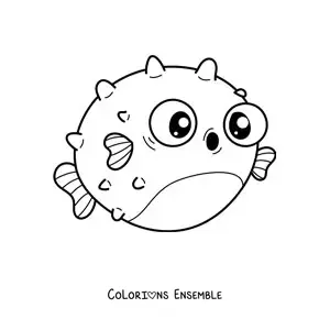 Coloriage d'un poisson-globe kawaii
