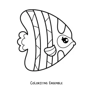 Coloriage d'un poisson-ange kawaii