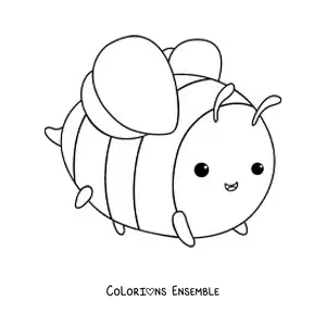 Coloriage d'une grande abeille kawaii