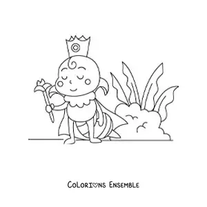 Coloriage d'une reine des abeilles façon dessin animé