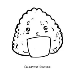 Coloriage facile d'un onigiri japonais kawaii