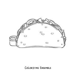 Image à colorier d'un taco avec du guacamole