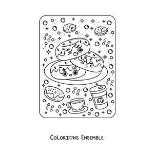 Image à colorier de donuts kawaii