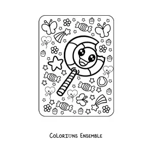 Image à colorier d'une sucette kawaii