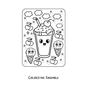 Image à colorier d'une boisson glacée kawaii