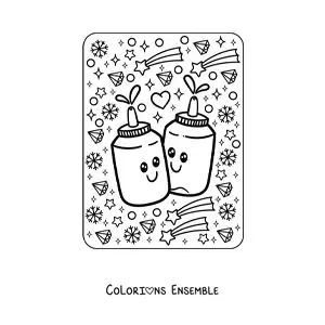 Image à colorier de grandes sauces kawaii