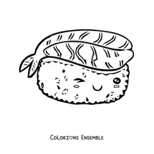 Image à colorier d'un grand sushi kawaii