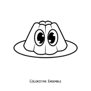 Image à colorier d'une gelée kawaii avec des fruits