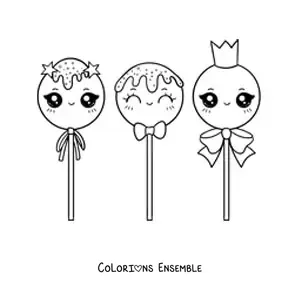 Image à colorier de sucettes kawaii