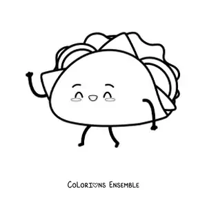 Image à colorier d'un taco rigolo