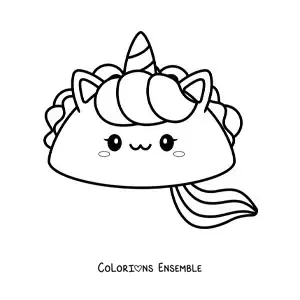 Image à colorier d'un taco licorne kawaii