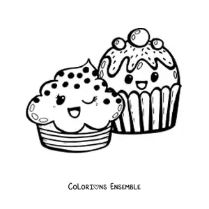 Image à colorier de jolis cupcakes