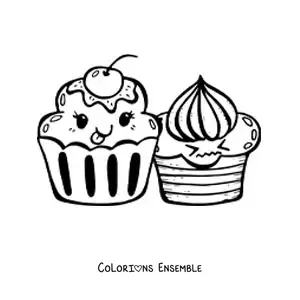Image à colorier de cupcakes adorables