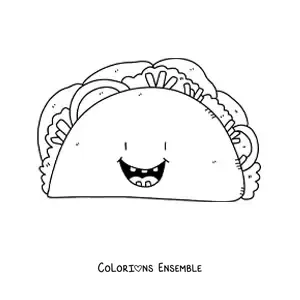 Image à colorier d'un taco animé