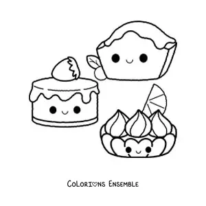 Image à colorier de gâteaux kawaii