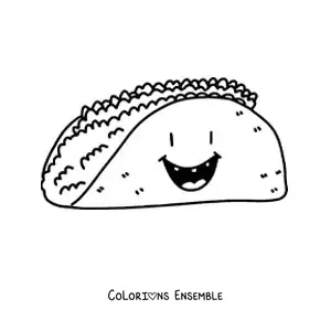 Image à colorier d'un taco animé