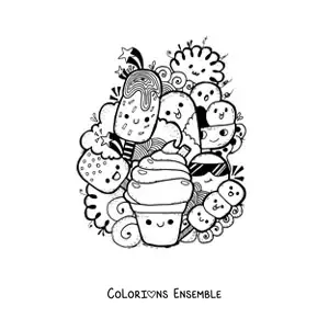 Image à colorier de glaces kawaii