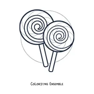 Image à colorier de deux sucettes en spirale