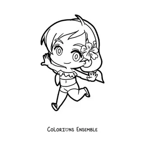 Image à colorier d'une fille kawaii en bikini