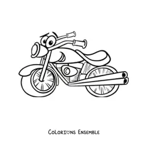 Image à colorier d'une moto animée