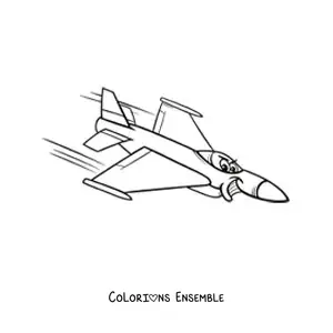 Image à colorier d'un avion de guerre animé
