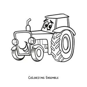 Image à colorier d'un tracteur animé