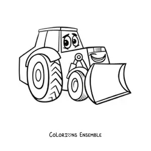 Image à colorier d'une pelleteuse animée