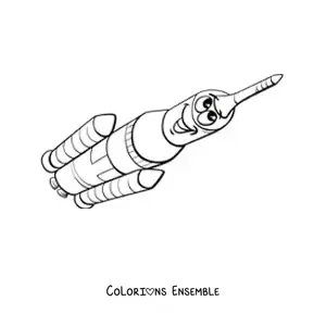 Image à colorier d'une fusée animée