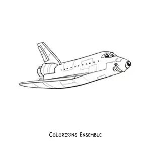 Image à colorier d'une navette spatiale animée
