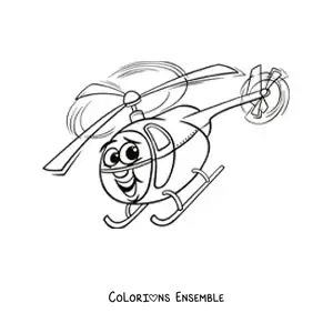 Image à colorier d'un hélicoptère animé