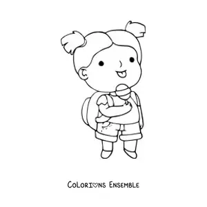 Image à colorier d'une fille qui mange une sucette