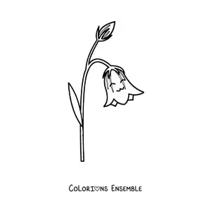 Image à colorier d'un grand lys kawaii facile