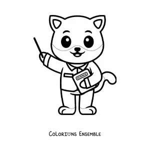 Image à colorier d'un chat scientifique kawaii
