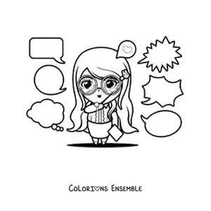Image à colorier d'une maîtresse kawaii qui fait cours