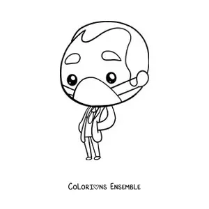 Image à colorier d'un docteur kawaii avec un grand masque