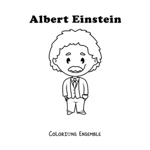 Image à colorier d'Albert Einstein en version kawaii