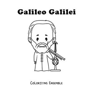 Image à colorier de Galilée en version kawaii