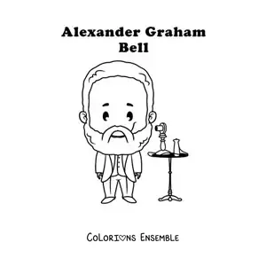 Image à colorier d'Alexander Graham Bell en version kawaii