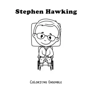 Image à colorier de Stephen Hawking en version kawaii