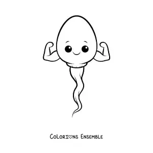 Coloriage d'un spermatozoïde kawaii
