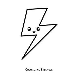 Coloriage d'un éclair kawaii en dessin animé