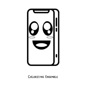 Coloriage facile d'un smartphone kawaii