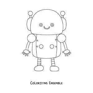 Coloriage d'un robot kawaii