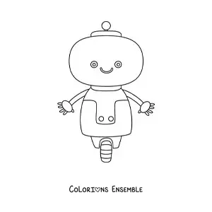 Coloriage d'un robot kawaii en dessin animé