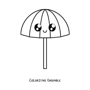 Coloriage d'un grand parasol kawaii